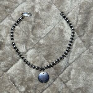 TIFFANY & CO. STERLING SILVER 925 "| LOVE YOU" DISC CHARM BEAD BRACELET 7”